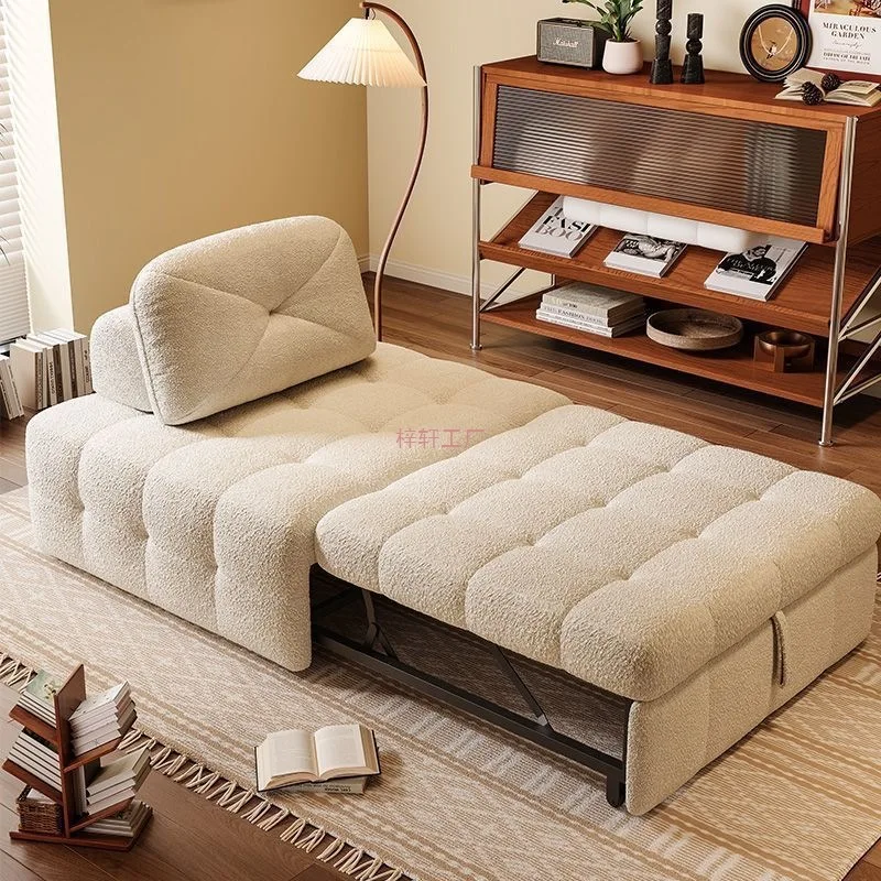 

Новый односпальный диван-кровать кремового цвета двойного назначения для гостиной, двойной складной многофункциональный диван для маленькой квартиры, ленивый слоеный диван