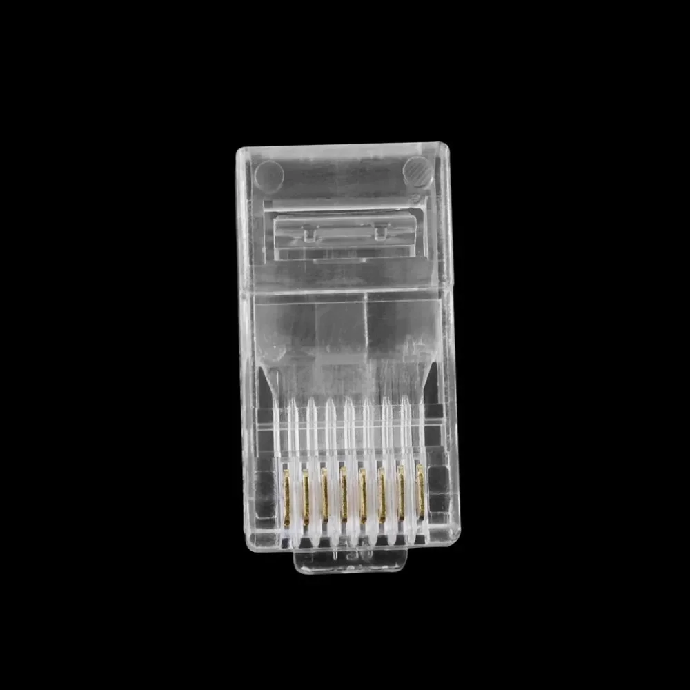 100PCS/set Transparent Universal Gold Plated Network Connector Head Modular Plug CAT5 CAT5E RJ45 Crystal Head