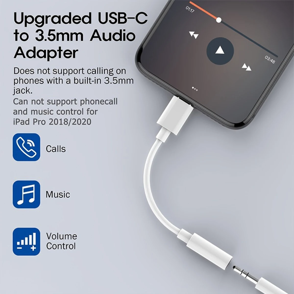 USB Type C to 3.5mm Headphone Jack Audio Adapter USB C to 3 5 Aux Audio Cable For iPhone 16 15 Pro Max Plus iPad Samsung MacBook