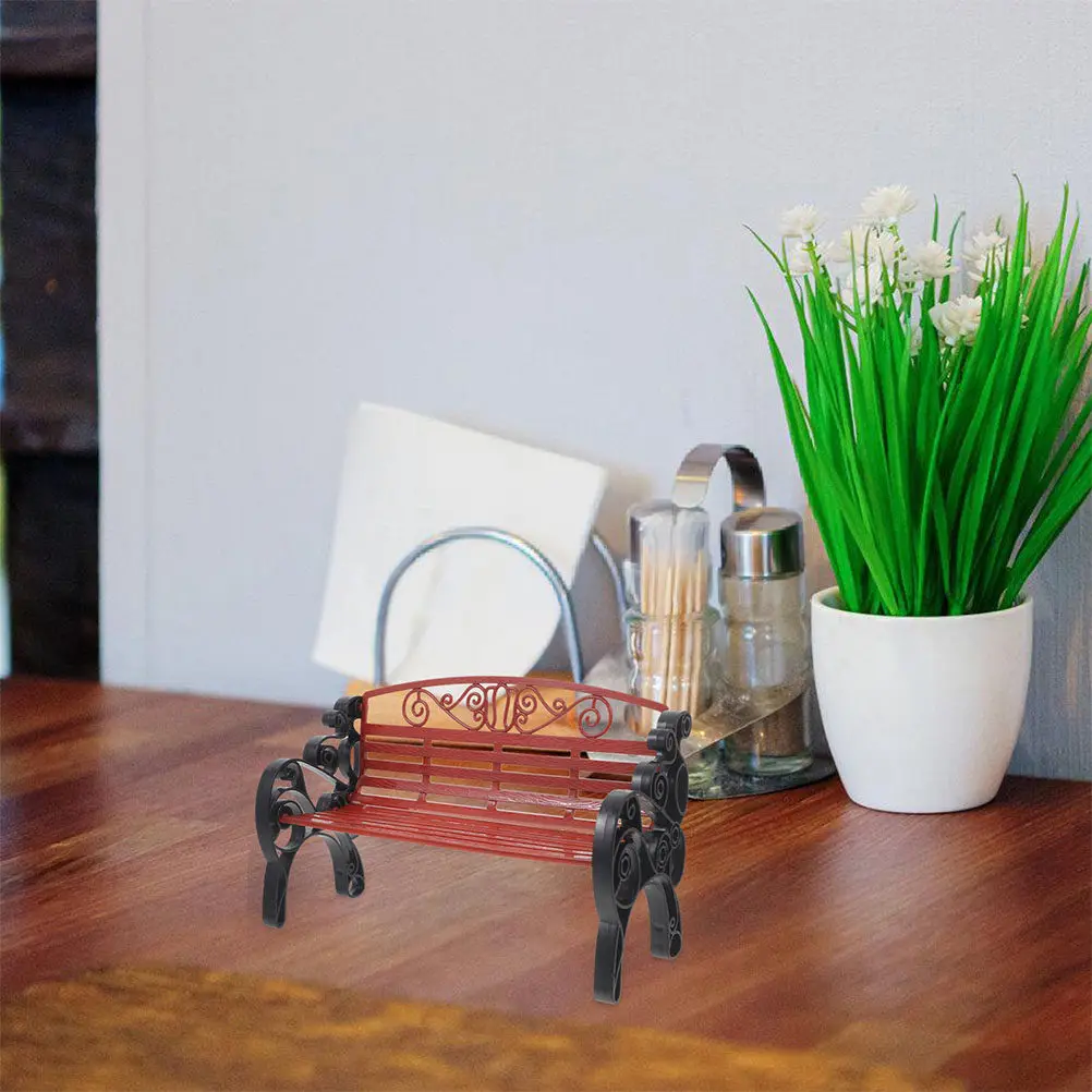 2Pcs Vintage Small Bench Park Bench Simulation Home Tabletop Decor Desktop Ornament for Living Room Office Bedroom Decoration