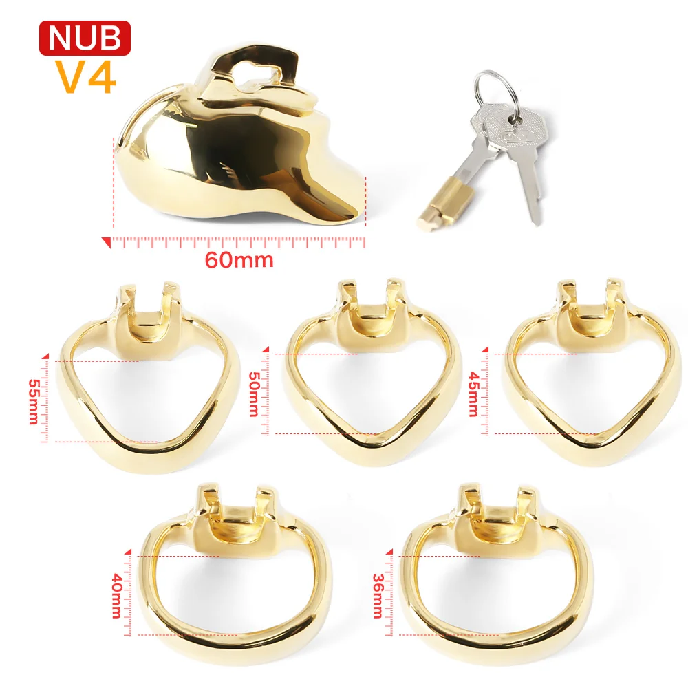 2022 New Male Chastity Device HT-V4 Stainless Steel Chastity Belt Gold Penis Cage Lockable Metal Cock Ring BDSM Sex Toys For Men