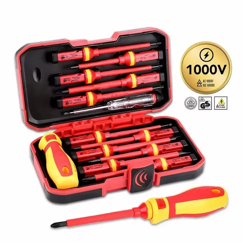 

13pcs/8pcs Electrician Repair Tools Kit 1000V Changeable Insulated Screwdrivers Set with Magnetic Slotted Bits