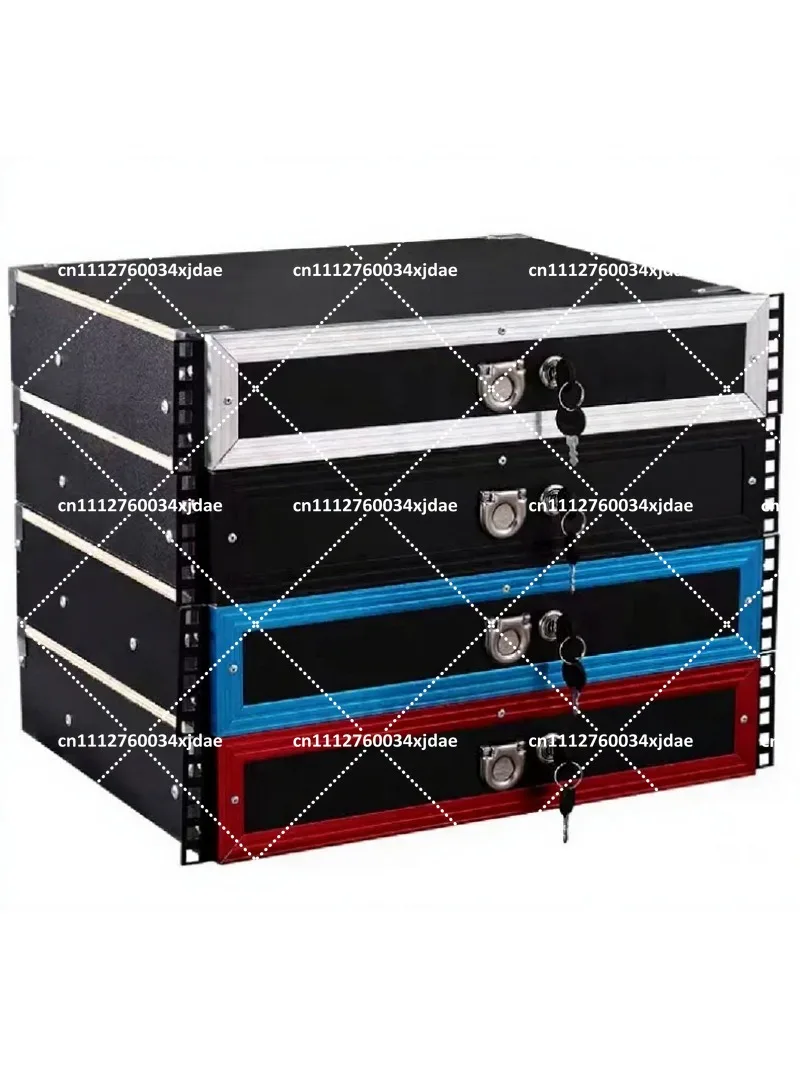 Lockable 2U Metal Drawer Cabinet for Microphone Storage Equipment Rack Case