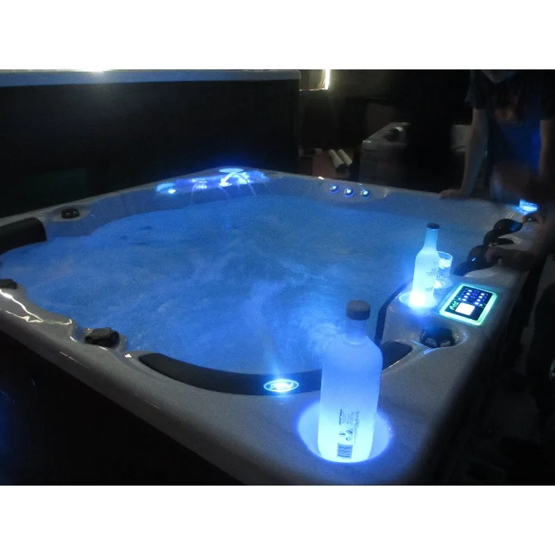 2026 Hot Sale FL Customized Rectangular Outdoor Hot Tub Square Pattern Acrylic Family Spa Pool Air-Jetted Massage Feature