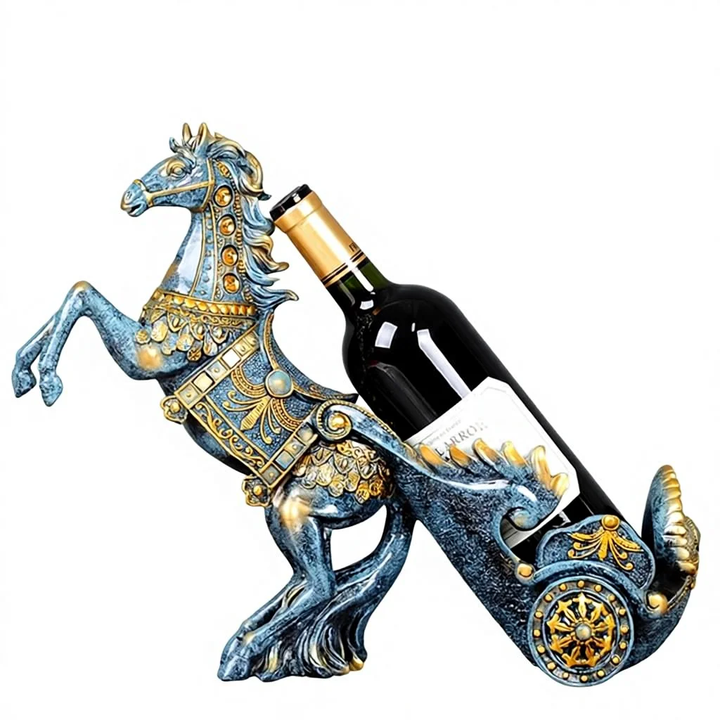 Delivery European Retro Horse Cart Red Wine Rack Home Wine Cabinet Decoration Successful Display of Handicrafts