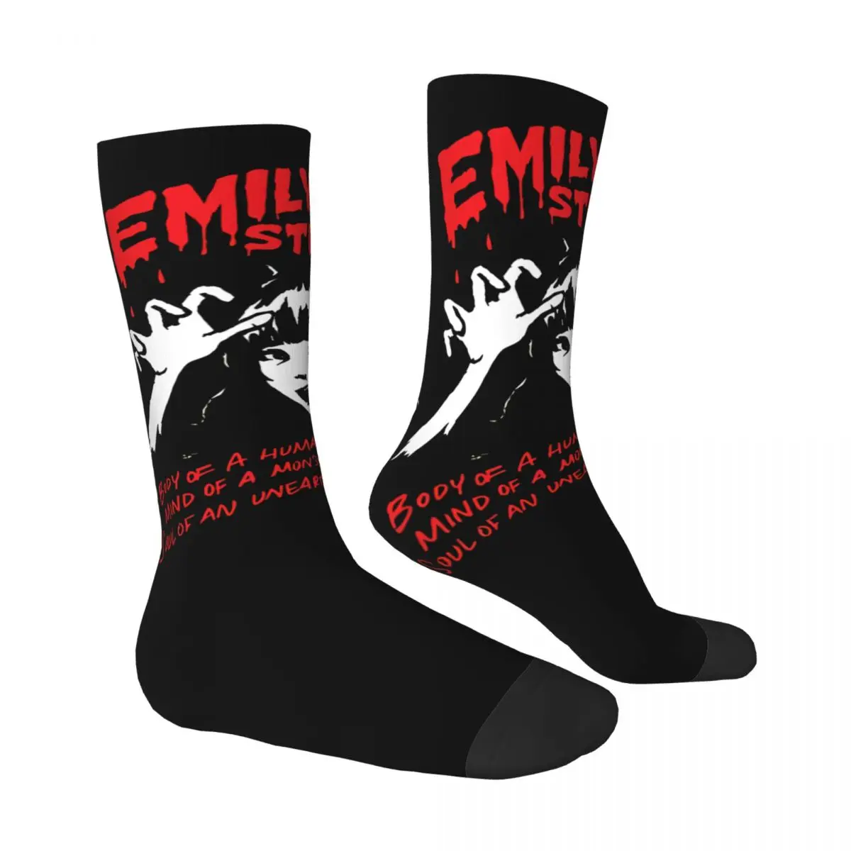 Funny Happy Men's compression Socks Futuristic Vintage Harajuku Emily The Strange Hip Hop Novelty Casual Crew Crazy Sock Gift