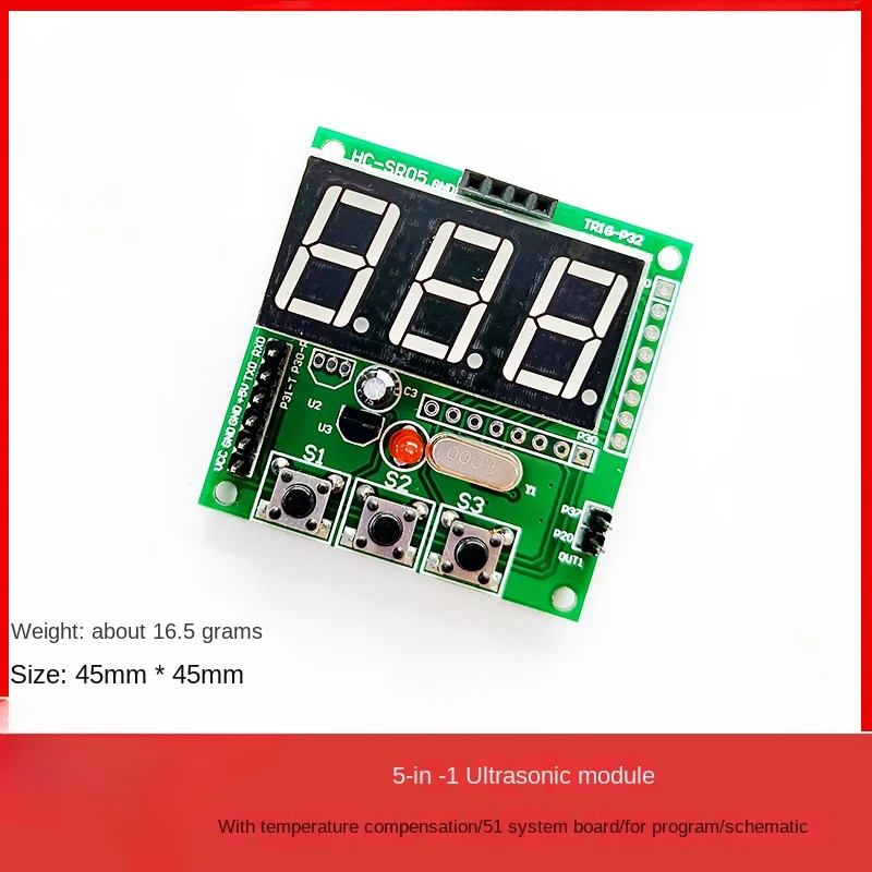 

5-in-1 ultrasonic module/with temperature compensation/51 system board/program supply/schematic diagram