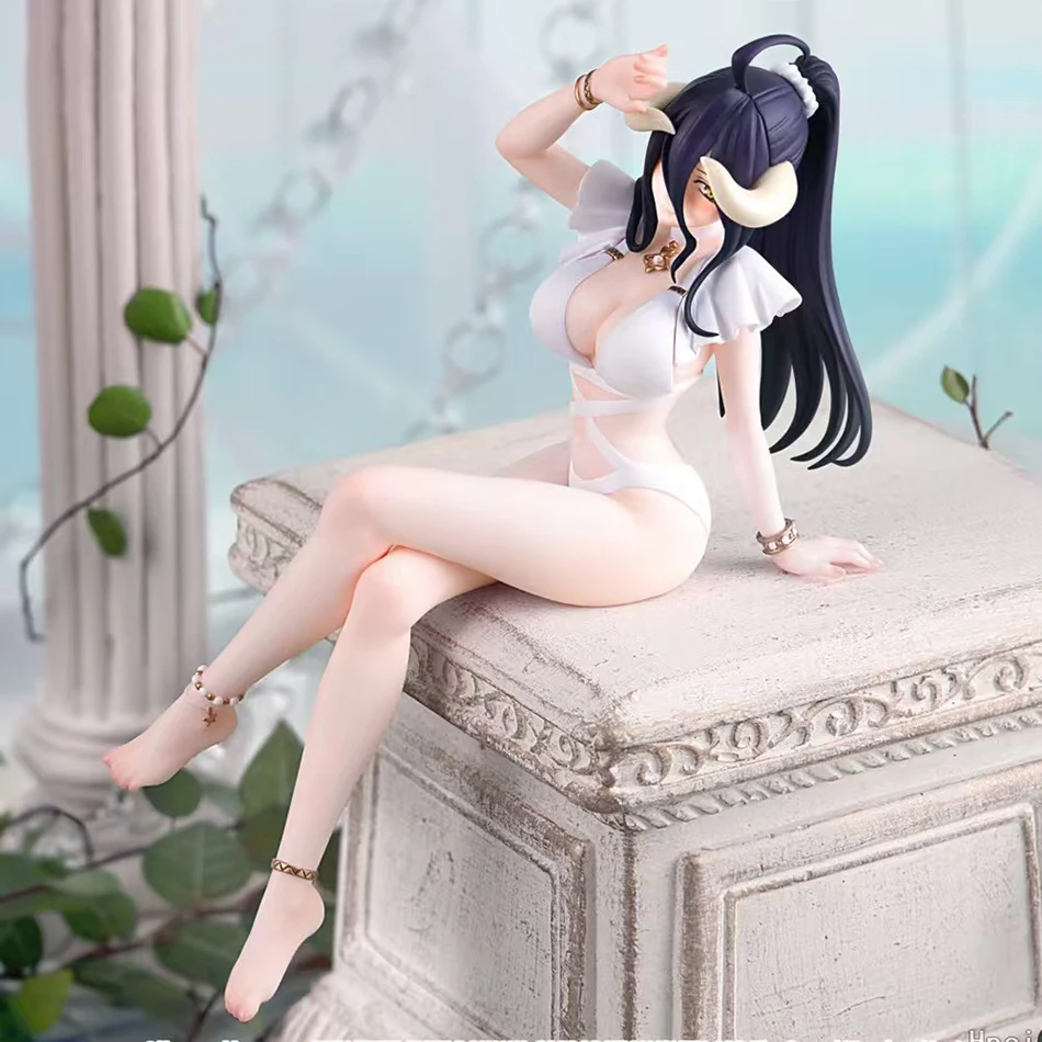 Overlord albedo anime figura sexy menina maiô sentado albedo figura de ação estatueta pvc decoração modelo brinquedos adulto coleção