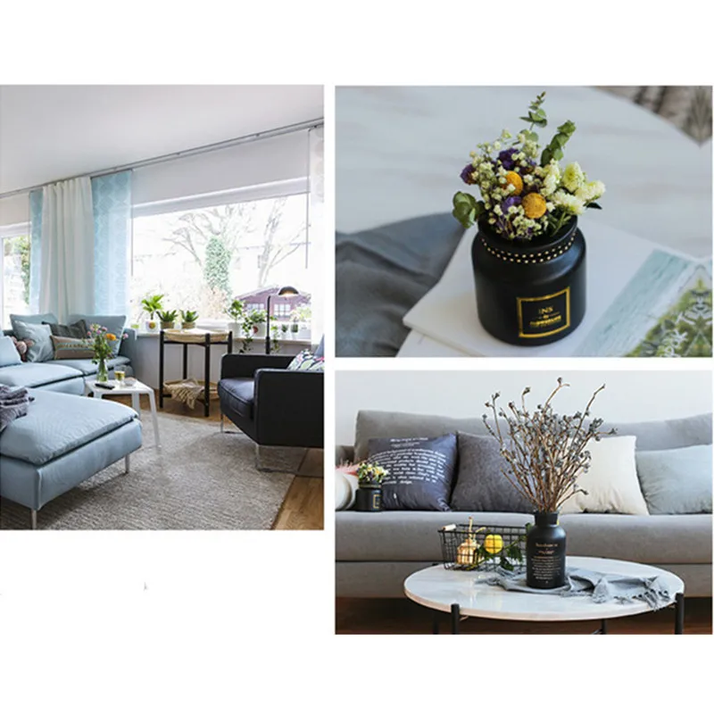 Nordic Black Glass Vases Hydroponics Plant Flower Home Decor for Artificial Flower Bouquet with Vase Wedding Table Decoration