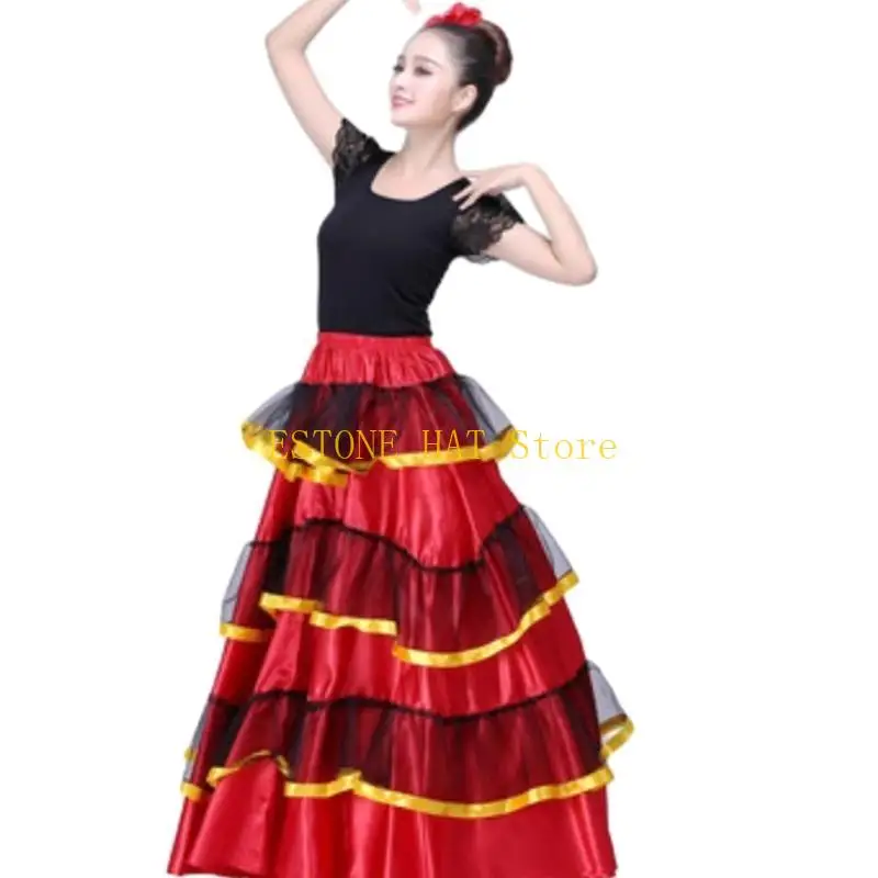 Salia Tutu Long Tutu, 49mf, para performances dança da barriga flamenco, fantasia Halloween