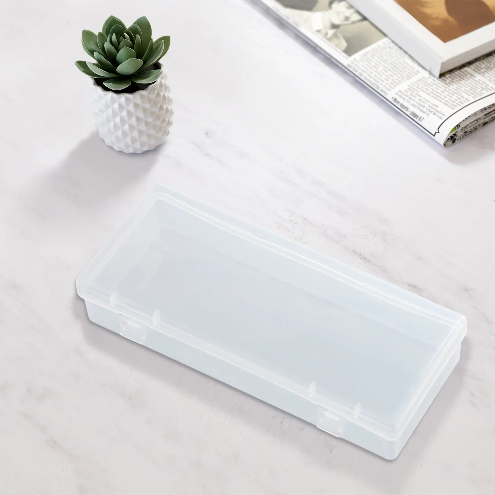 Plastic Case Storage Box Cosmetics Craft Clear Container Jewelry Organizer Stationery Transparent 15.5*6.3*3cm