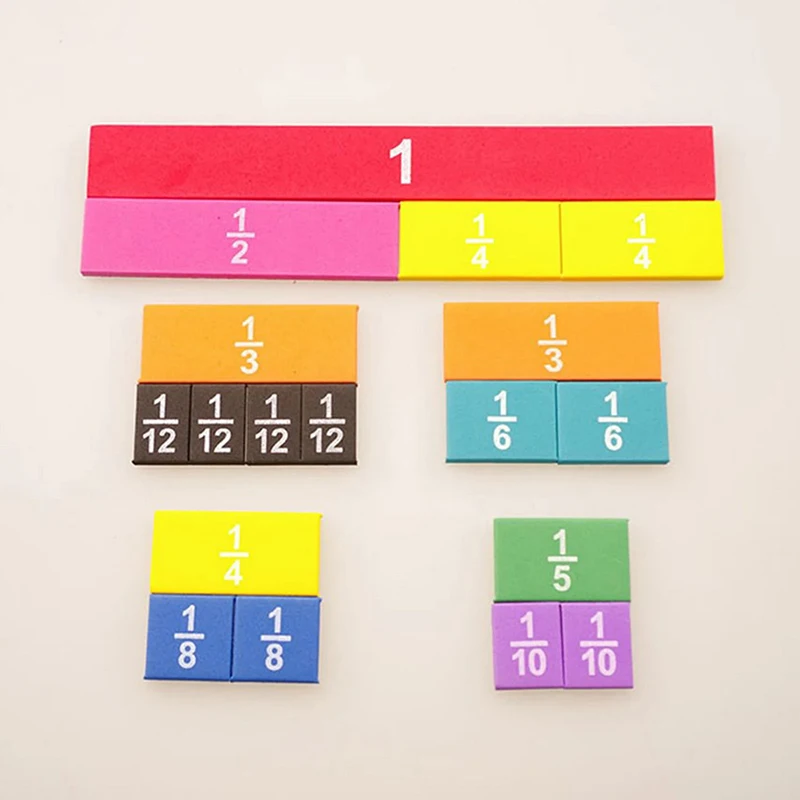 【F】51Pcs Fraction Cubes Math Montessori Math Teaching Aids Learn Fraction Equivalences Props For Kids Educational Early