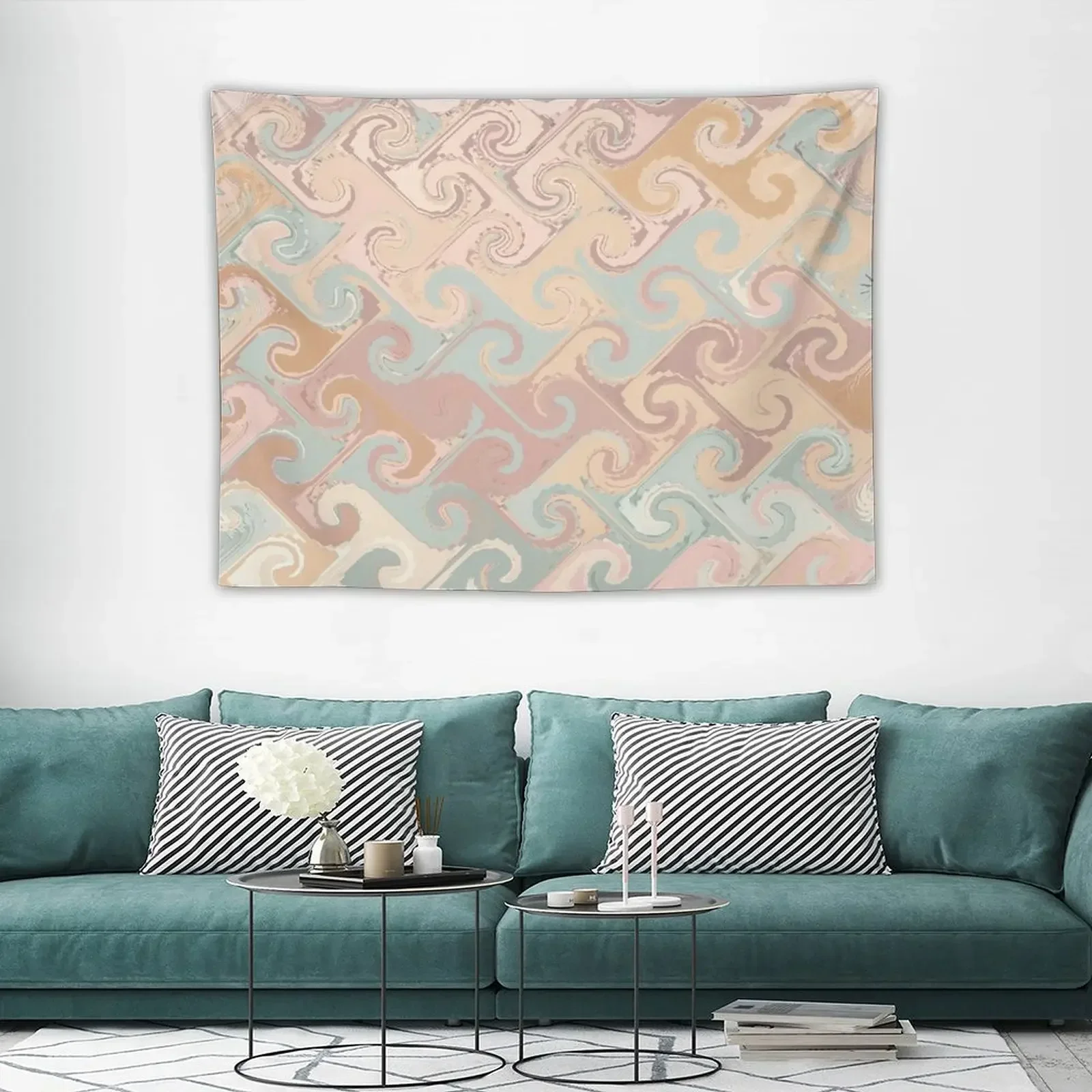 

S-shape earth-tones pattern design Tapestry Decoration Home Room Decore Aesthetic Wallpaper Things To The Room Tapestry