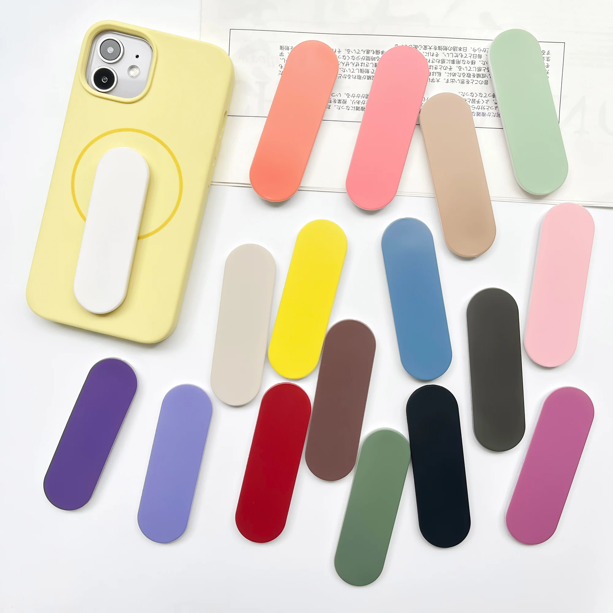 Einfacher Macaron-Einfarbiger Schlanker Push-Pull-Telefonhalter mit Rückseitiger Klebefläche, U-förmiger Desktop-Ständer, Anti-Rutsch-Fingerhalterung – Detail 6