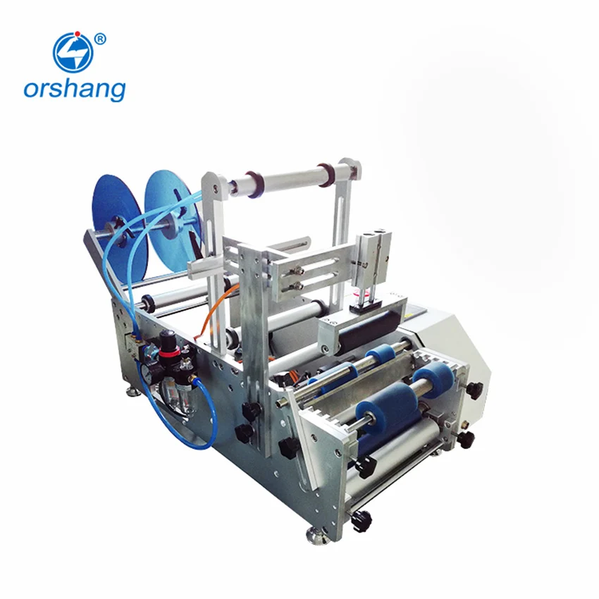 Orshang Self Adhesive Round Label Machine Labeling Machine for Plastic Bottles Semi Automatic Bottle Labeling Machine