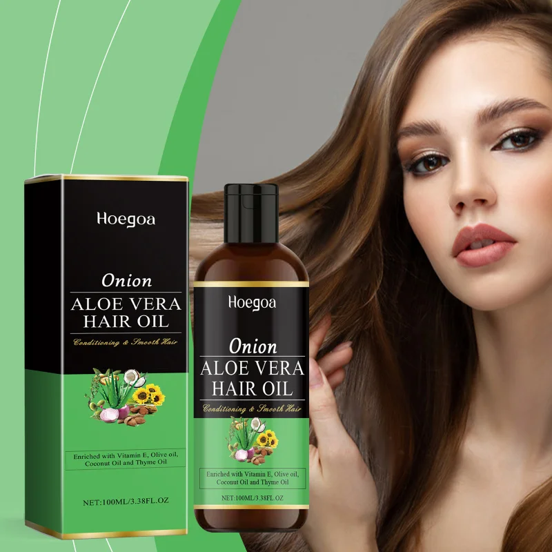 

Onion & Aloe Vera Hair Oil for Dry Damaged Hair, Repairs Frizz, Nourishes Scalp, Adds Shine & Softness, Hair Care Treatment