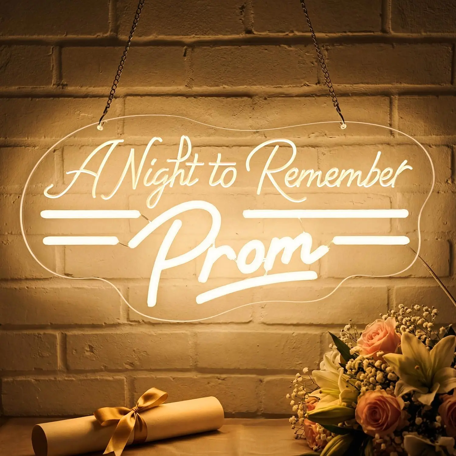 

A Night To Remember Prom Neon Sign Prom Neon Light USB Dimmable for Teen Room Graduation Party Prom Night Photo Party Wall Decor