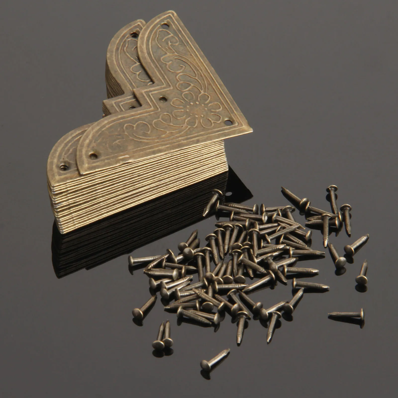 40Pcs Iron Corner Bracket with 160pcs Screws Jewelry Gift Box Wood Case Decorative Feet Leg Corner Protector Furniture Fittings - view 5