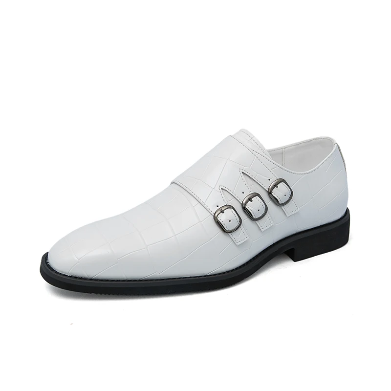 

2026 Men's Casual Business Leather Shoes Mens Buckle Square Toe Dress Office Flats Men Fashion Wedding Party Oxfords