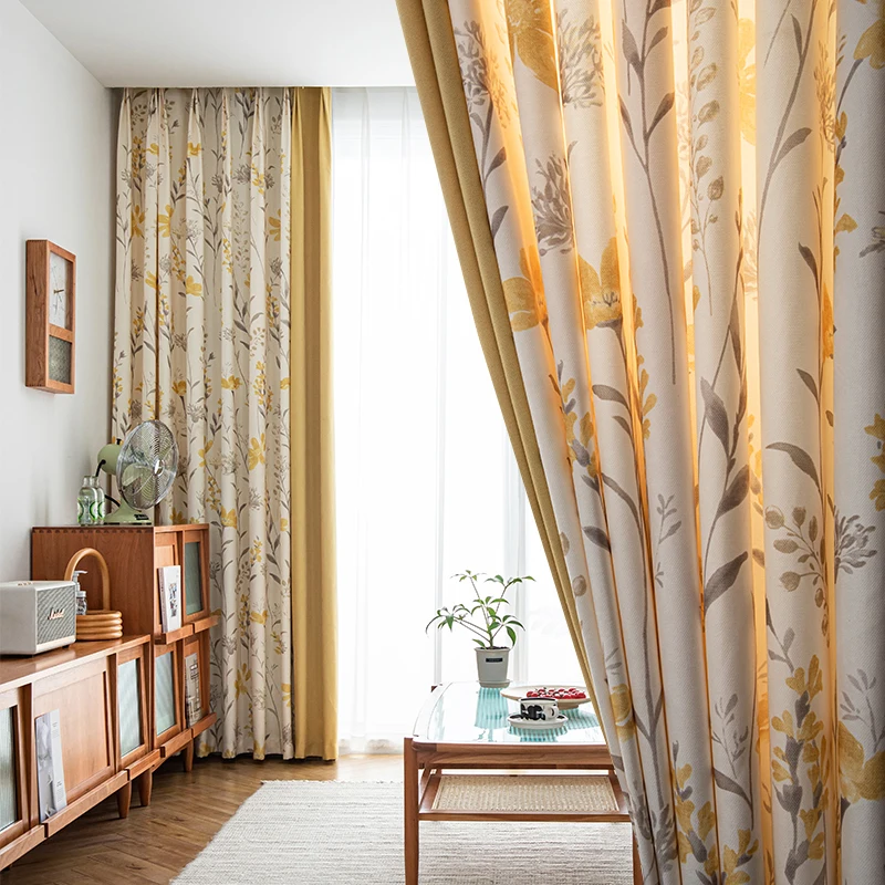 Modern Printed Flower Curtains For Living Room Window splicing Drapes For Bedroom Treatments Blinds Panel Tende Door Cortinas