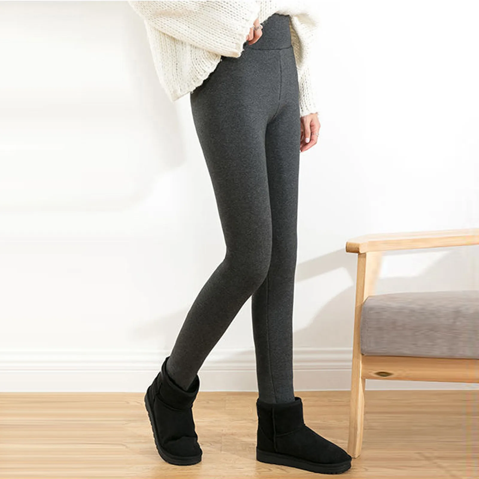 Dames Winter Fleece Gevoerde Legging Effen Comfortabele Rekbare Thermische Panty Leggins Hoge Taille Fluwelen Warme Broek Houden