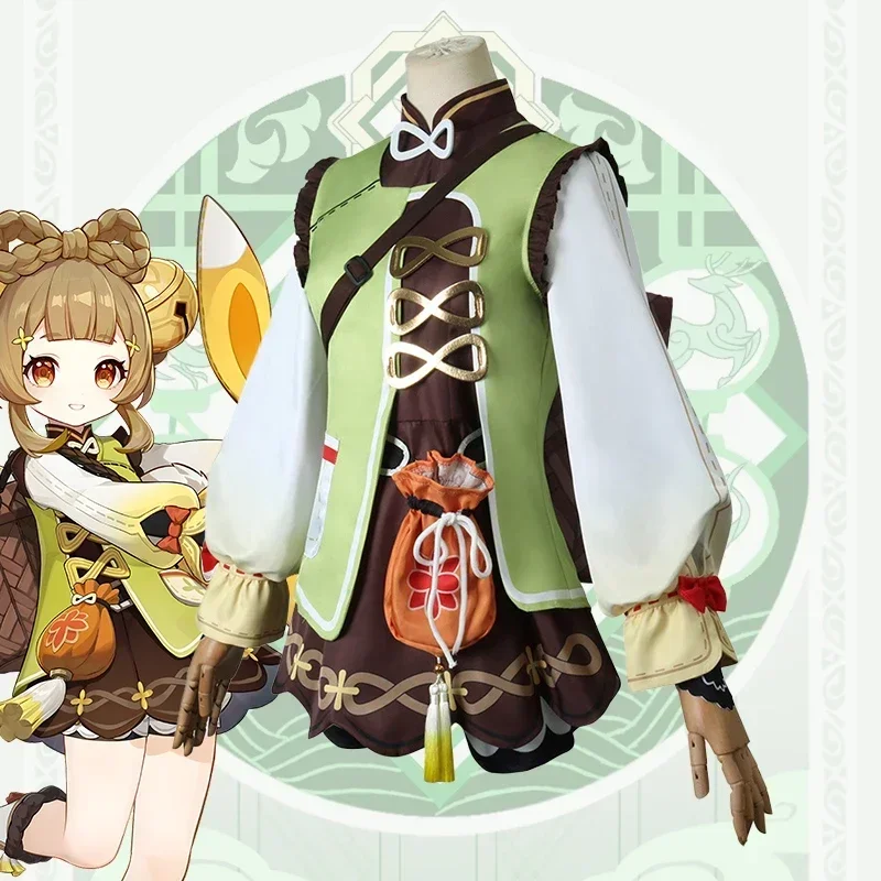 ياوياو تأثيري حلي الكبار كرنفال موحدة شعر مستعار أنيمي هالوين ملابس تنكرية للحفلات النساء لعبة Genshin تأثير