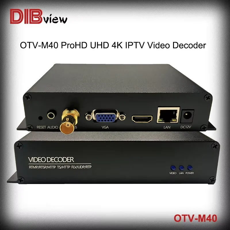 Dibview UHD 4K H.265 H.264 IPTV Video HD Facebook Youtube NDI RTMP RTSP HTTP UDP M3u8 HLS Live Media Streaming Video Decoder