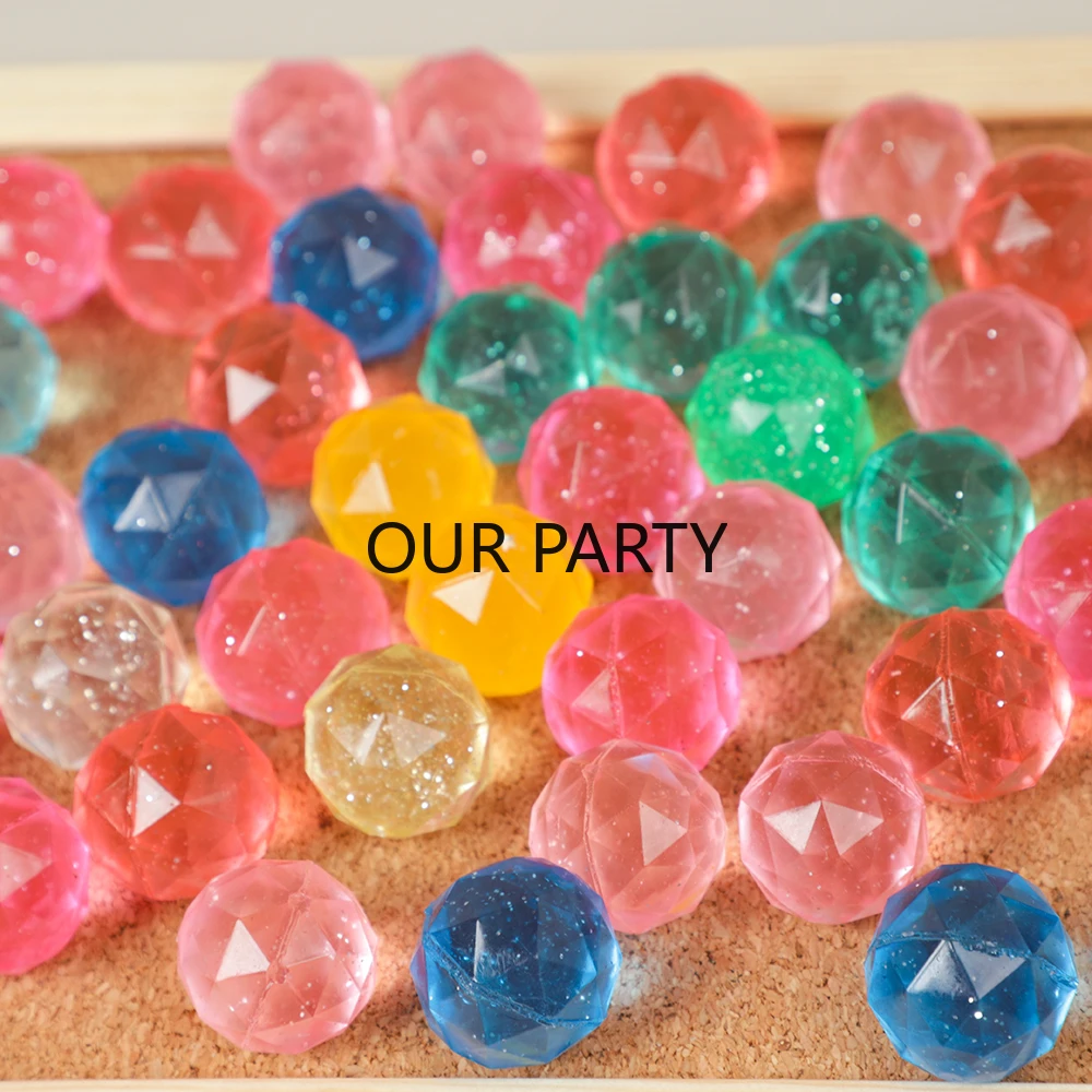 10Pcs Glitter Diamond Jumping Bouncy Balls Outdoor Toys for Kids Birthday Party Favor Baby Shower Gifts Halloween Pinata Fillers