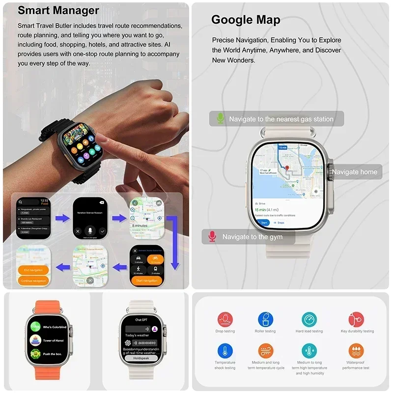 2025New DT Ultra 3 Pro Google mapa GPS SmartWatch 32G memoria música vídeo NFC Bluetooth llamada impermeable SmartWatch para Android iOS