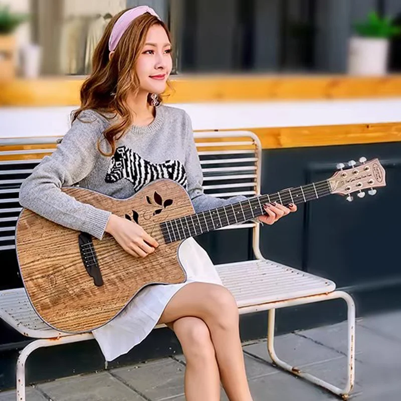 Mandin 40“ Characteristic stage series Folk Acoustic-Electric Guitar (Solid Top) - Travel Size, Unique Design Gift for All