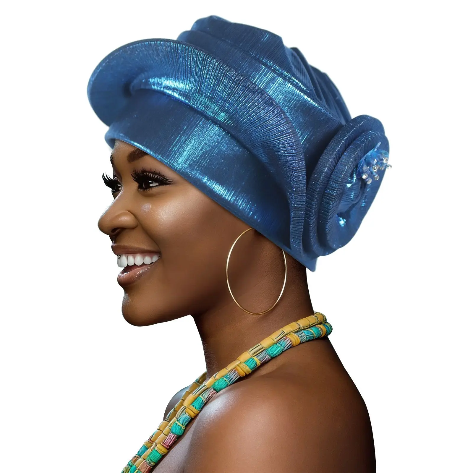 Neuartige Spiral-Baskenmütze für Frauen Afrikanischer Auto-Gele-Kopfschmuck Damen-Baskenmützen Turban Nigerianischer Kopfschmuck Hochzeits-Party-Gele – Detail 9