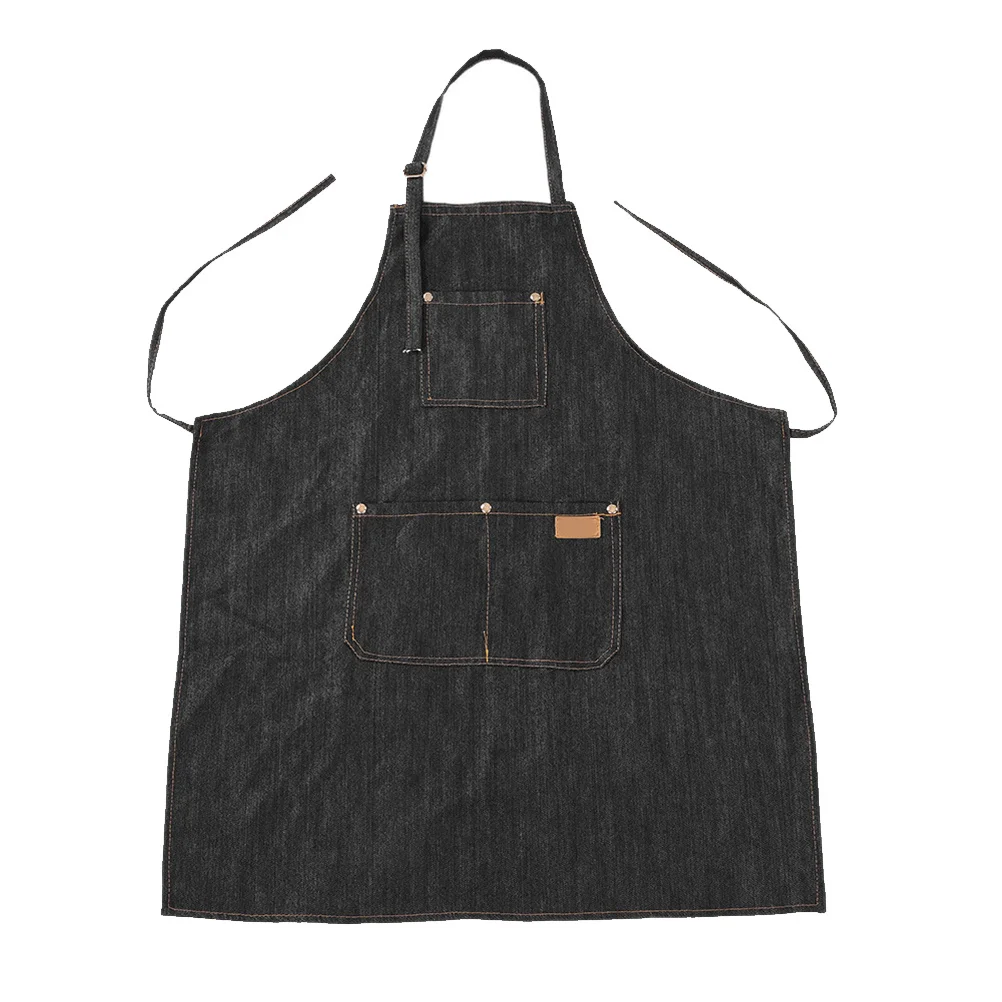 Denim-Schürze, verstellbare Taille, Arbeitsschürze mit Tasche zum Kochen, Backen, Garten, Salon, Uniform-Zubehör
