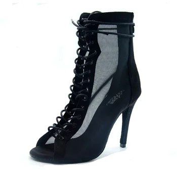 Scarpe da ballo latino alla caviglia da donna per ragazze Scarpe da salsa da sala con fondo morbido per Daincing Scarpe da ballo latino con tacco alto da donna