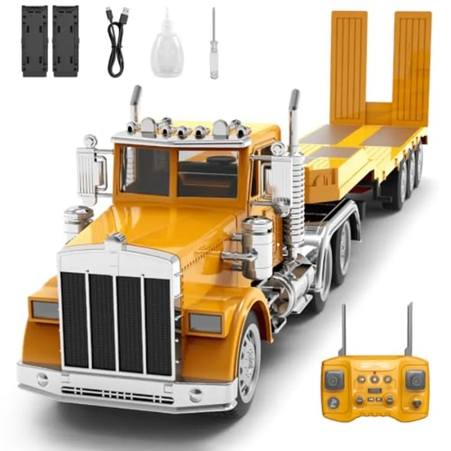 ' RC Semi-Trailer Truck for indoor/outdoor play ABS plastic, red/black 16-channel remote control with LED lights, realistic sou