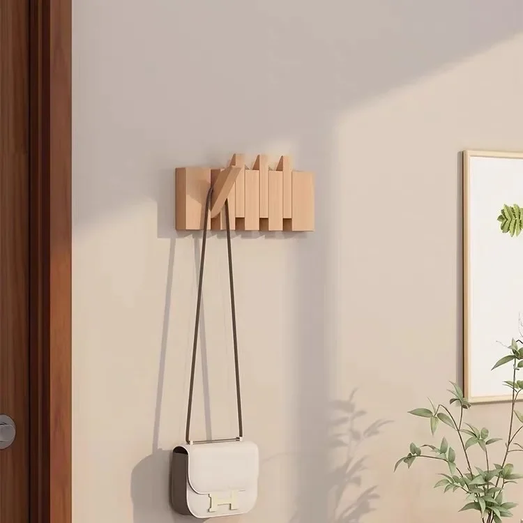 Solid Wood Hook Without Punching, Wall Hanging Clothes Hook, Hanging Clothes Hanger Behind The Entrance Door