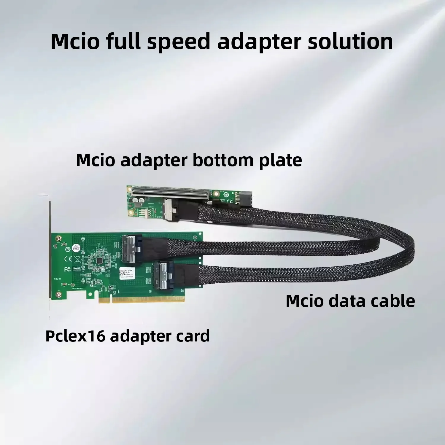 Расширение PCIe 5.0 Baseplate 16x к MCIO Split Card Дискретная видеокарта, внешняя, расширение, адаптер для материнской платы сервера