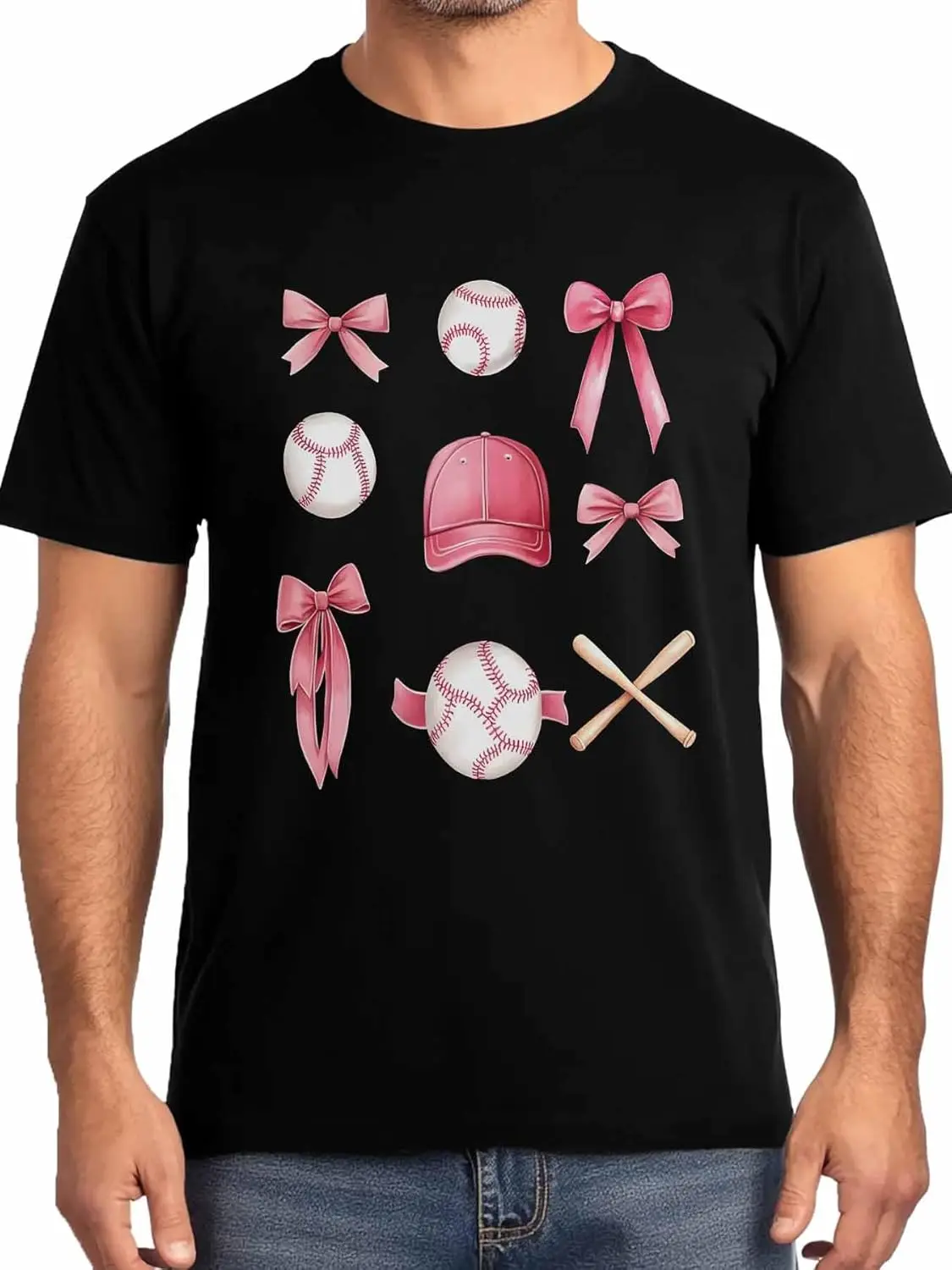 

Бейсбольные мужские футболки, быстросохнущие футболки с короткими рукавами для мужчин, футболка с круглым вырезом, легкие мужские футболки с розовым бантом