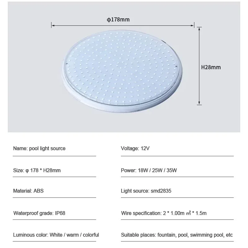 IP68 RGB 12v Pool Light Bulb 18W 25W 35W Spa LED PAR 56 Spotlights  Pond Lighting Under Water Warm Cold White