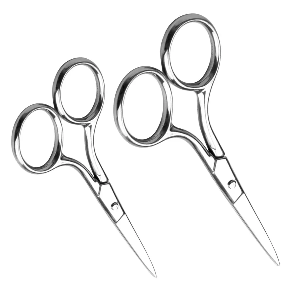 

2Pcs Stainless Steel Eyebrow Scissors Nose Hair Trimmer Safe Smooth Edge Precision Trim for Eyebrows Nose Ear Body Hair Dog
