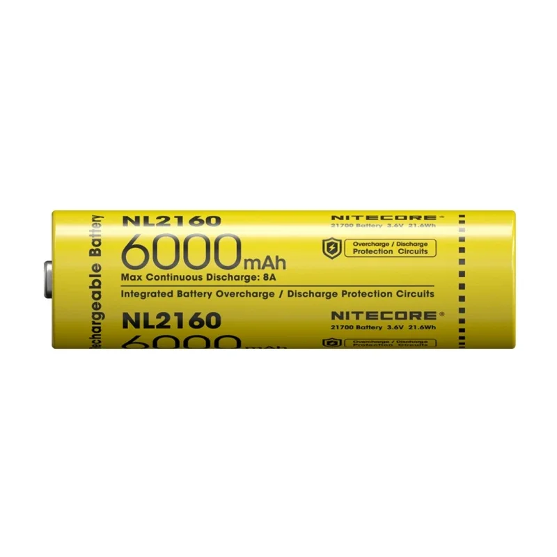 NITECORE NL2160 6000mAh High Capacity 3.6V 21700 Li-ion Rechargeable Battery