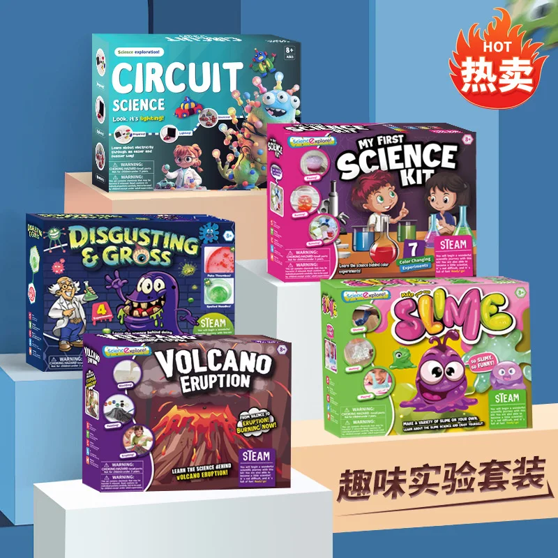 DIY Kids Science Experiment Toy Set STEAM Chemistry Lab Kit Volcano Slime Circuit Projects for Boys Girls 8 Years+