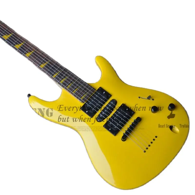 Ultra Thin electric guitar yellow guitar Mahogany body maple wood rose wood fingerboard 22 fret fixed bridge string through body