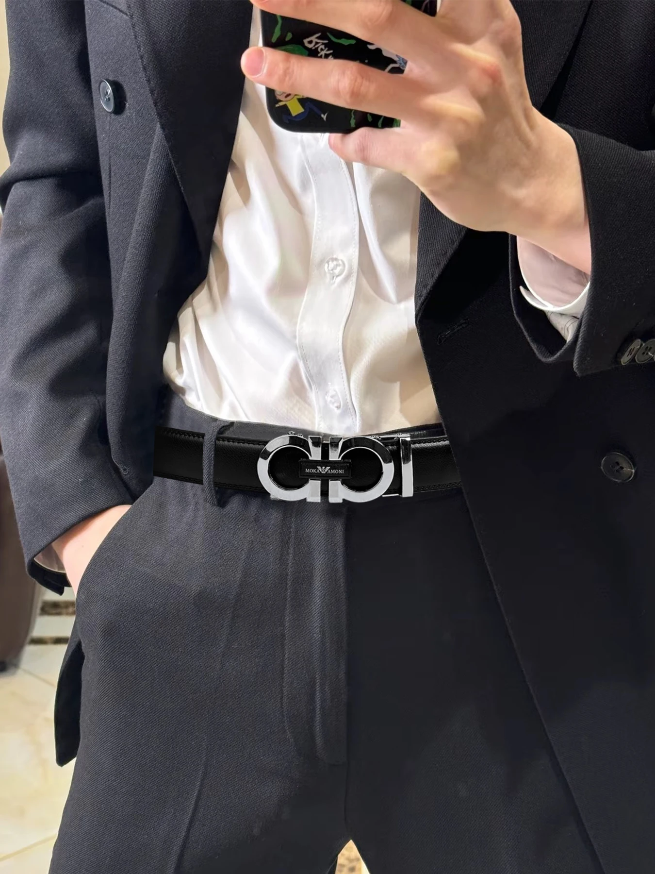 حزام خصر رجالي جديد بإبزيم على شكل 8، وسراويل عمل راقية وحزام خصر، موضة فاخرة #5