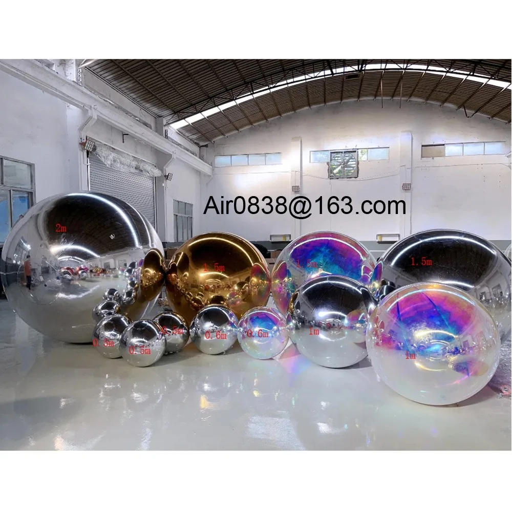 Silver Inflatable Mirror Ball Set Sealed Big Shinny Balls Reusable Giant Mirror Sphere For Wedding Nightclub Outdoor Decoration