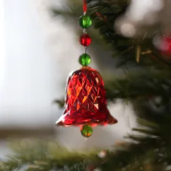 Red Transparent Crystal Wind Chime Window Hanging Decorations Bell Glass Pendant Holiday Christmas Tree Decorations Gifts
