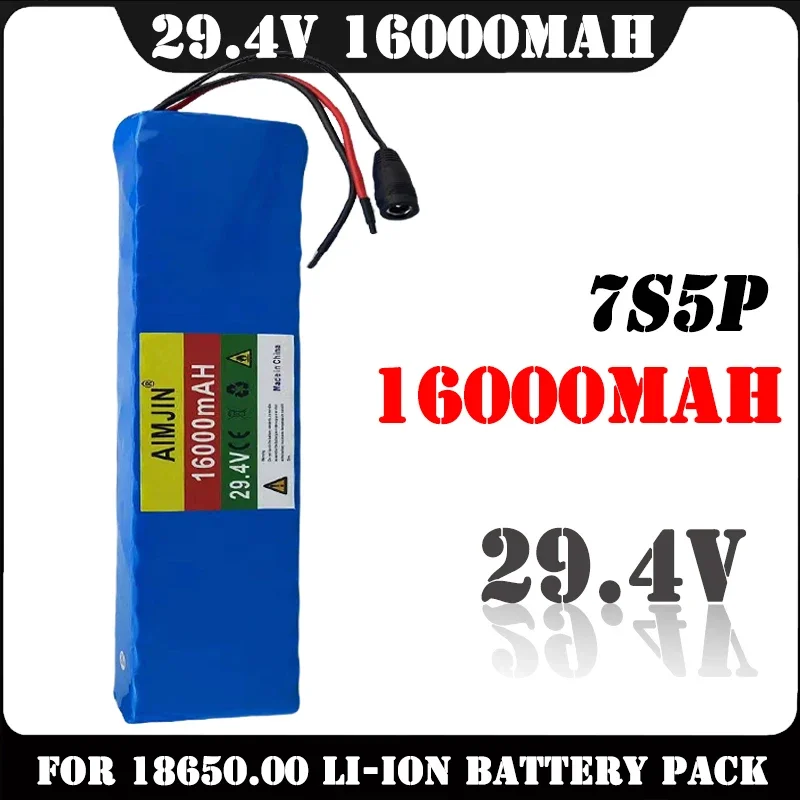 NEW 100% 29.4V 16000mAh 7S5P 24 V Li ion battery pack 18650 lithium rechargeable batteries +2a Charger