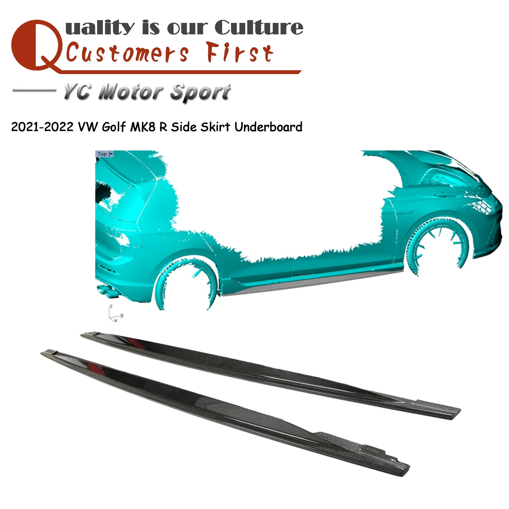 

Car Accessories CF Carbon Fiber Side Skirt Underboard Fit For 2021-2022 VW Golf MK8 R Side Skirt Underboard