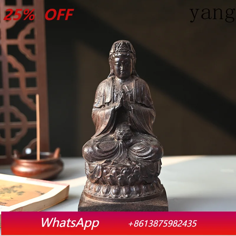 

CX wood carving sitting meditation hand in hand Guanyin Bodhisattva statue