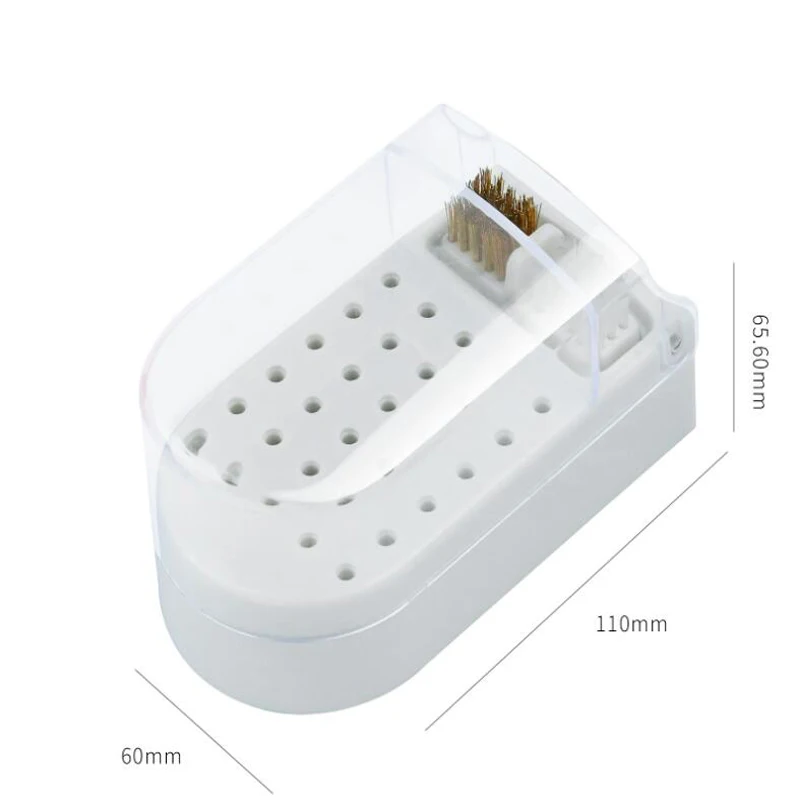 30 Hole Nail Polishing Head Storage Box Nail Tools Display Rack Nail Tools Accessories Showing Shelf Box with Cleaning Brush