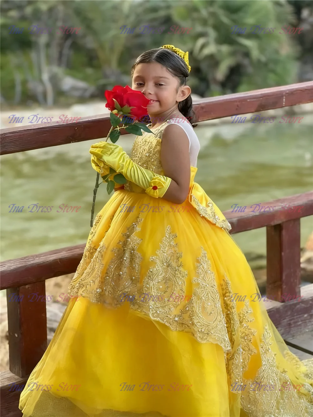 

Качественное желтое платье с цветочным узором для девочек, пышное тюлевое платье с изысканной кружевной аппликацией для детей, вечерние бальные платья на свадьбу, день рождения